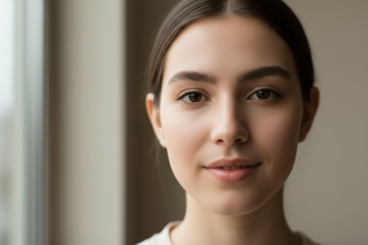 Same girl without facial hair 